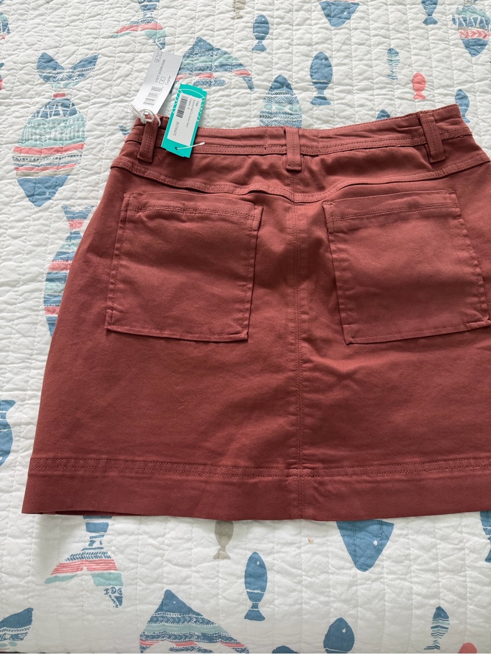 Tribal Rust Mini Skirt with Patch Pockets